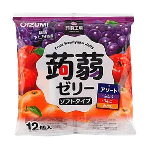 Konjac Jelly Grape Apple Orange Flavor, 12 Pieces 6.77 oz【Gunma Specialty】【Q - Bounce Smooth Texture】