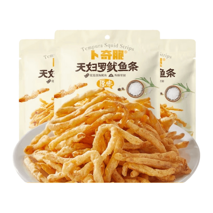 【中國直郵】 卜奇脆 炸魷魚絲原味零食獨立包裝開袋即食小吃30g*3包