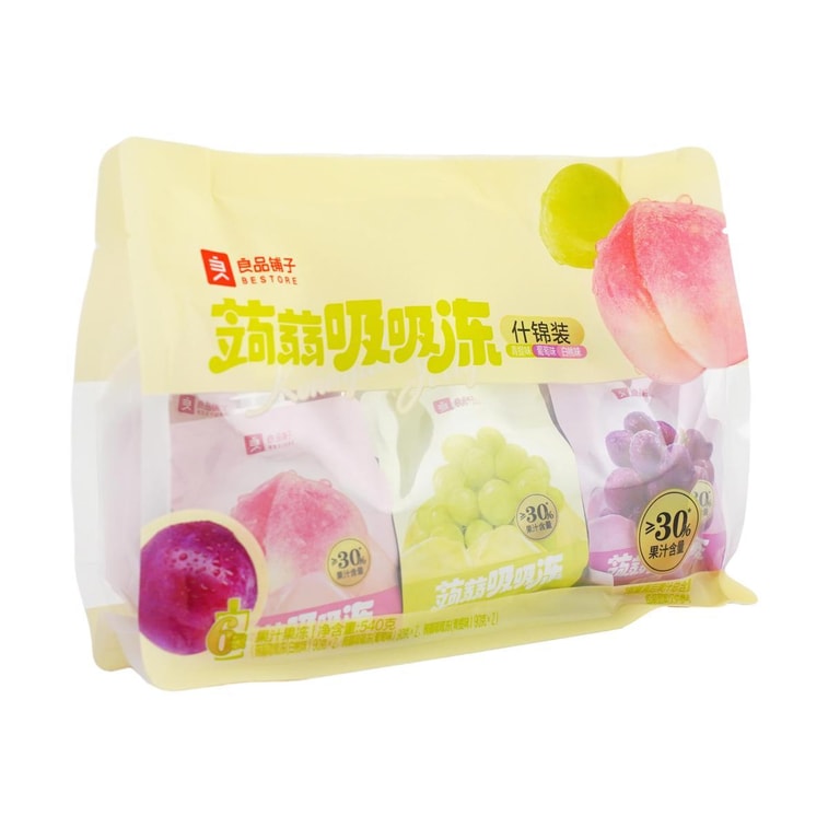 良品铺子 蒟蒻吸吸果冻 青提味+白桃味+葡萄味 6包入 540g【果汁含量≥30%】 5