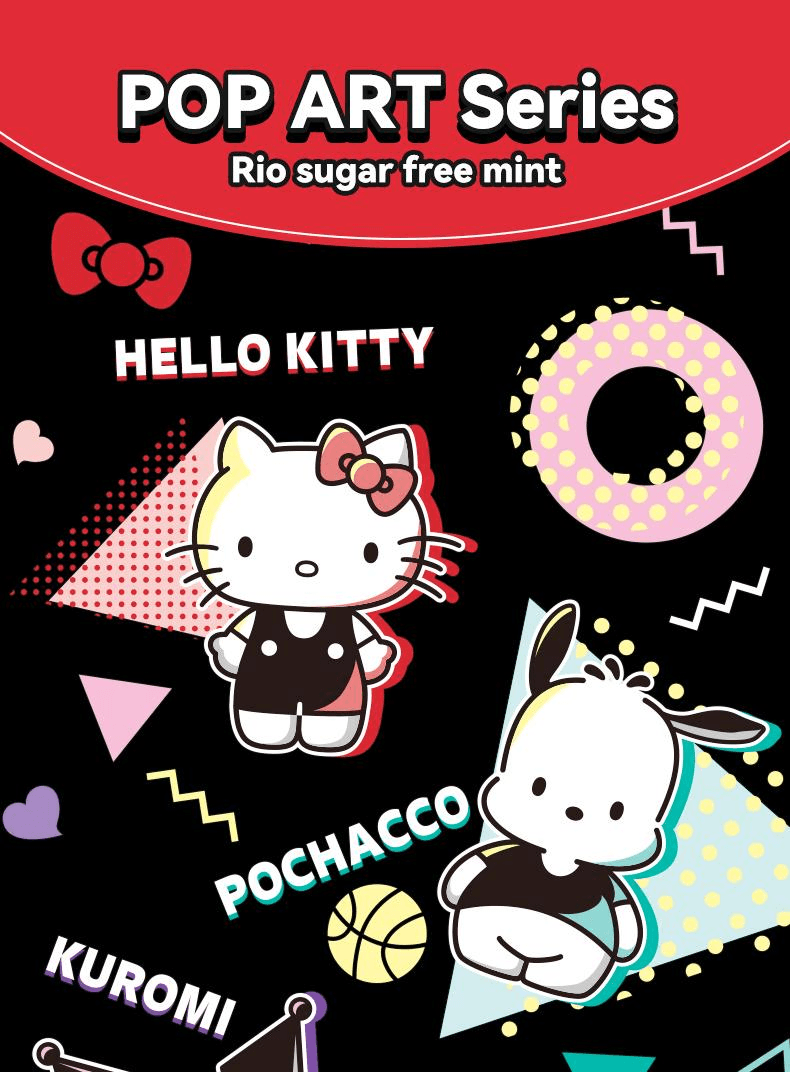 【中国直邮】 RIO 三丽鸥波普联名无糖红葡萄味+百香果味50粒*2盒