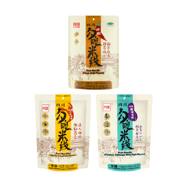 白家 阿宽 勾魂米线大礼包 810g 【四川客家味+蒜蓉小龙虾味+砂锅酸菜鱼味】