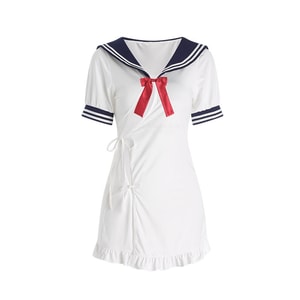 Student Uniforms Cheongsam Classic Blue And White School Uniforms Red Bowknot Student Costume