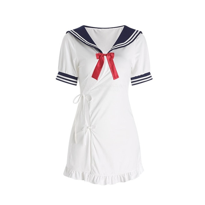 PinklemonLA 绑带诱惑高开衩学生装水手服 红白蓝经典日系学生服配色 情趣内衣