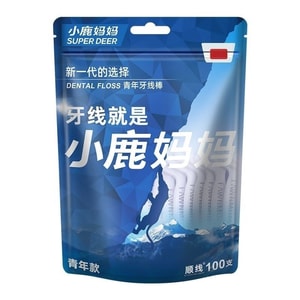 小鹿妈妈 牙线牙线棒 超细一次性家用装牙签线棒 剔牙线家庭超 细牙签棒 100支