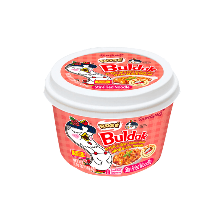 ブルダック ヌードル ワイドグラス、ローズホットチキン味、ボウル 5.98 オンス 17