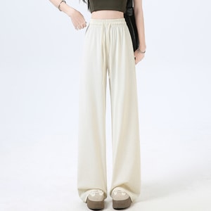 Thin Ice Silk Drooping Wide-Leg Pants, Casual Sport Slim Fit Sun Protection Pants Milky White Sun Protection Pants - Size S