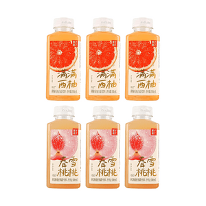 Full Grapefruit+Spring Snow Peach Compound Fruit Juice Drink, 60.90 fl oz【2 Flavors 6 Combo Packs】【Fruit Juice Content ≥15%】【With Double Red Rose Extract】【Rich Peach Aroma】【Refreshing】