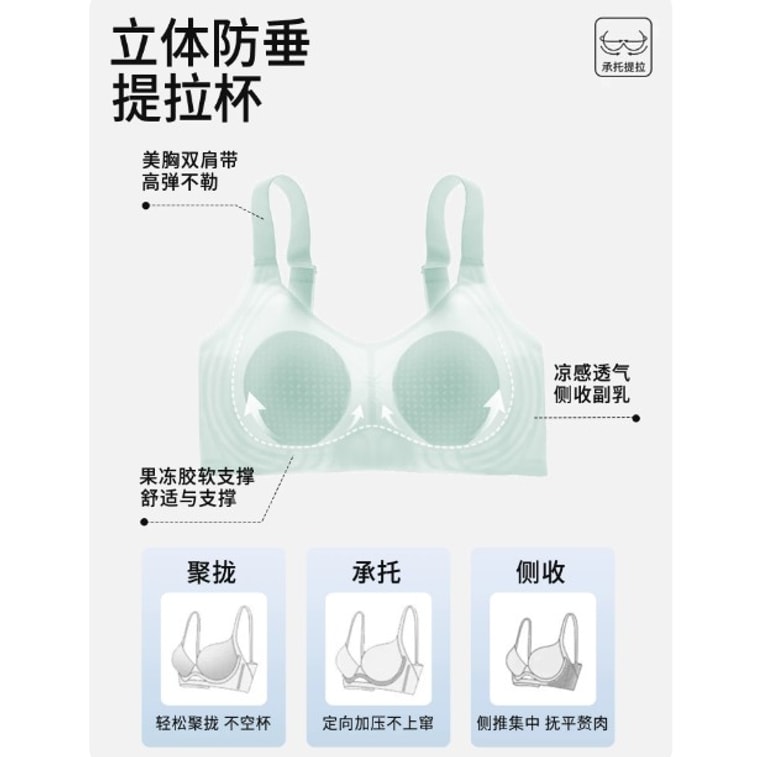 【홍콩 직배송】 허브 초색 여름 얇은 브라 그린+샴페인 화이트 2개 M 사이즈 처짐 방지, 옆구리살 보정, 시원한 통기성 4
