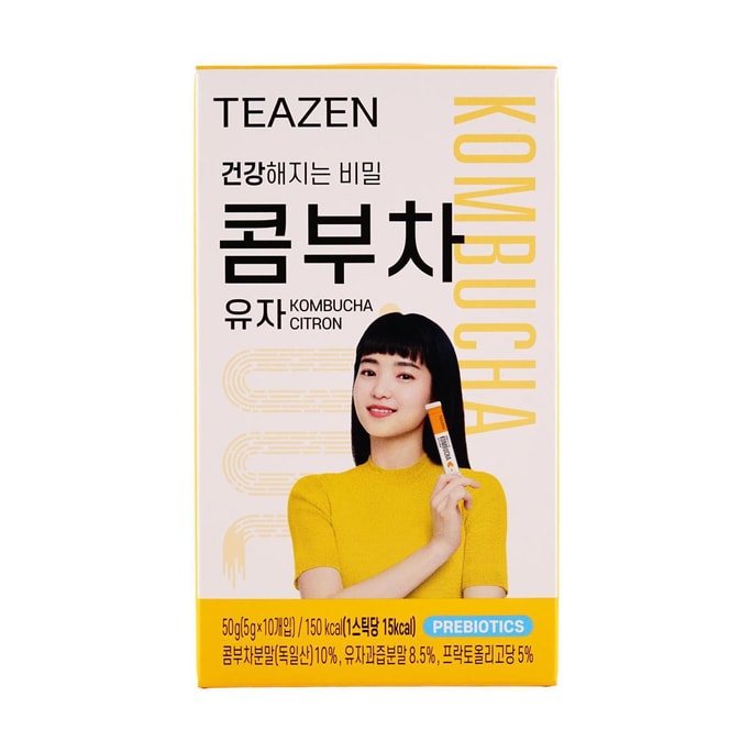 【BTS田柾國同款】 韓國TEAZEN 0蔗糖康普養生茶 柚子味 5g*10包入 【富含乳酸菌益生元 一杯僅15卡 】