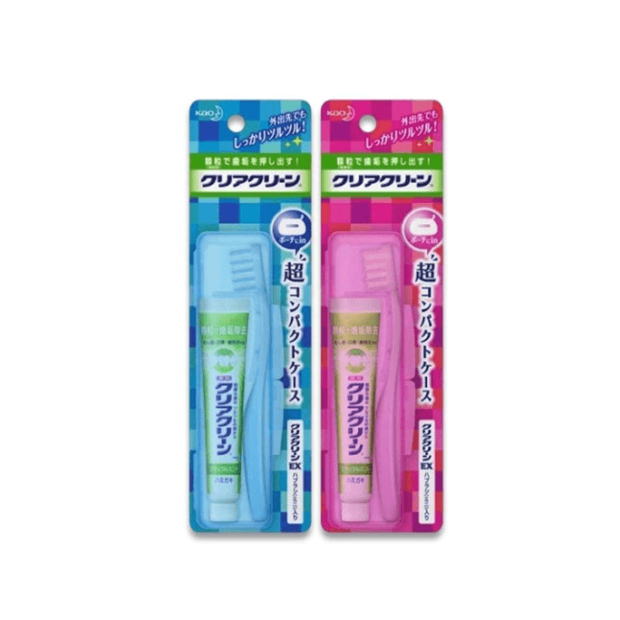 【日本直郵】KAO花王 便攜牙具套裝 出差旅遊牙膏牙刷帶盒子 兩色隨機發