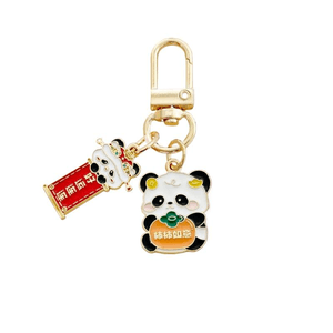 Joyful Panda Pendant Keychain Persimmon Persimmon + Good Luck Panda 2*2.2cm