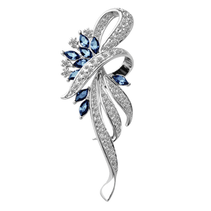 【中國直郵】 美國 紫羅蘭 星黛輕奢胸針高級女精緻胸花西裝別針 白金色 6.5*2.8厘米