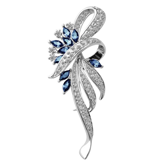 [중국 직배송] 아메리칸 바이올렛 스타델 고급 브로치, 최고급 여성용 코사지/정장 핀, 화이트 골드, 6.5*2.8cm