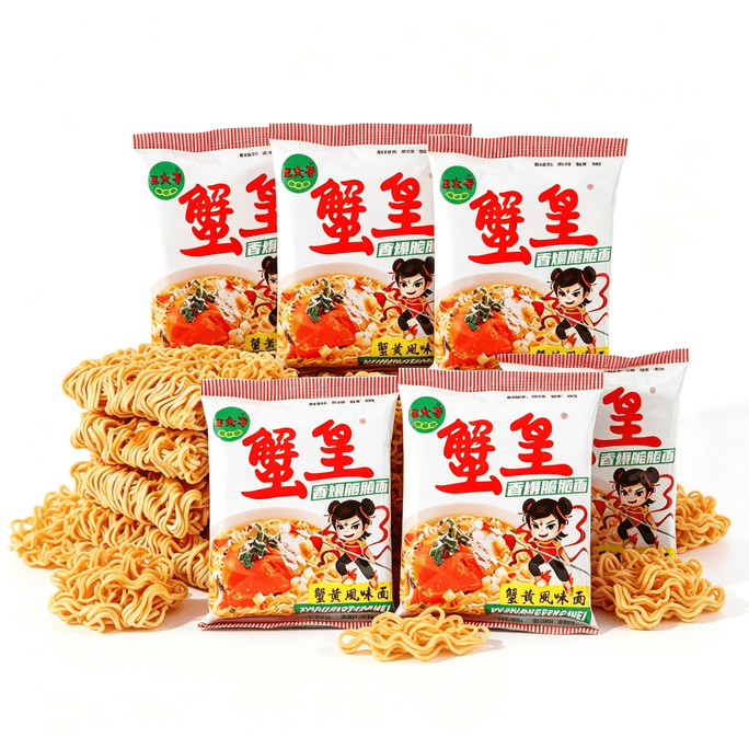 Crab Roe Instant Noodles, Crab Roe Dry Noodles, 6 packs Approximately 180g, Instant Noodles, A Snack For Late-night Cravings Or Watching Dramas [Nostalgic Childhood Flavour, Rich Crab Roe Taste] [Extr