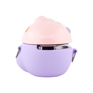 RELEA物生物 小恐龍兒童吸管杯 防燙大容量 400ml 星黛粉紫