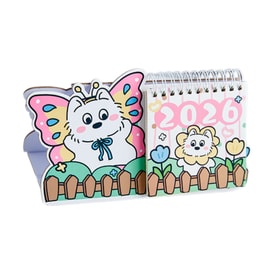 FOXTAIL 2026可爱卡通小狗计划台历 日历 实用便携 记事简约 桌面小摆件 - 蝴蝶狗 1本