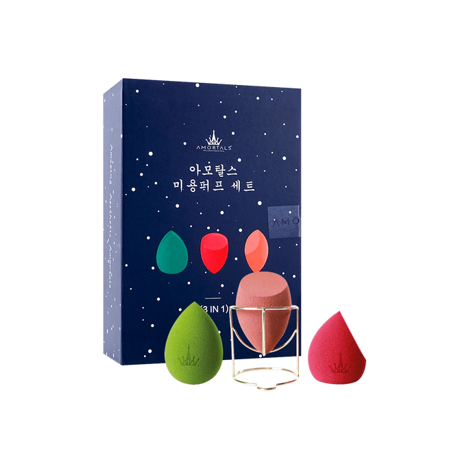 Starry Sky Makeup Sponges Beauty Blenders 3pcs With 1 Gift Holder