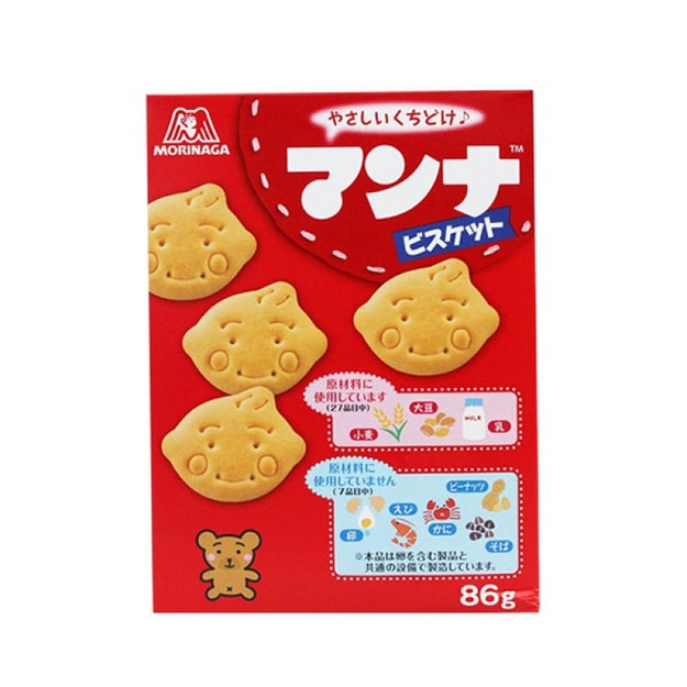 【日本直邮】日本森永蒙奈儿童饼干 小麦粉营养早餐小包装零食小吃86g