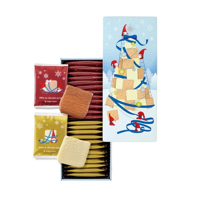 日本YOKU MOKU 圣诞节限定 小矮人双色夹心曲奇饼干礼盒 24枚入 355g【牛奶巧克力味+白巧克力味】【圣诞送礼】