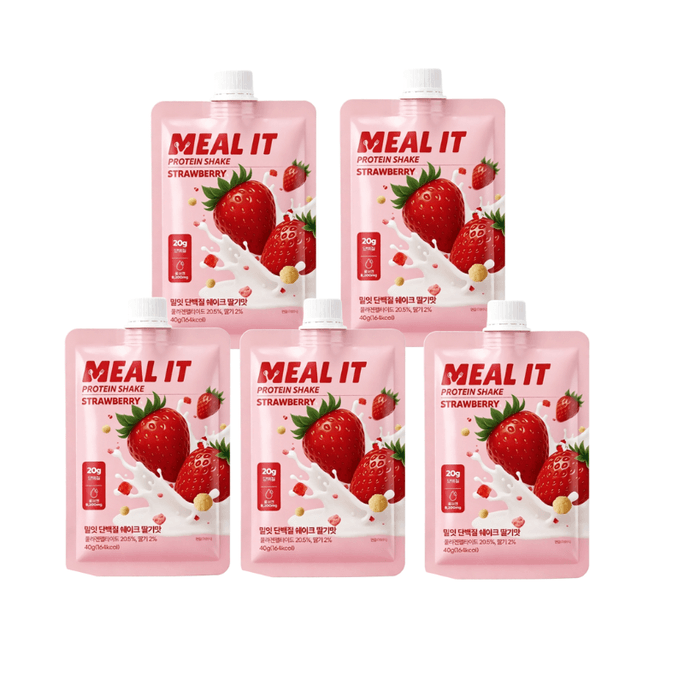 【韓国直送】MEAL IT 高タンパク質・低カロリー 食事代替シェイク ストロベリー味 40g×5袋