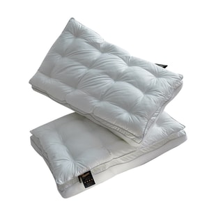 [중국 직배송] HSPM 100% 면 소프트 실크 목 지지 베개, 복합 깃털 다운 충전재, 이중 레이어 복합 2-in-1 베개 (화이트, 1개)