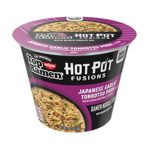 Top Ramen Hot Pot Fusions, Japanese Garlic Tonkotsu Pork Flavor, 4.8 oz【Shareable Bowl, Black Garlic Oil】