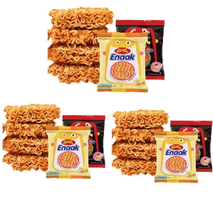 印度尼西亚 GEMEZ 印尼小鸡面干脆面  烧烤味16g*3+火辣味16g*3