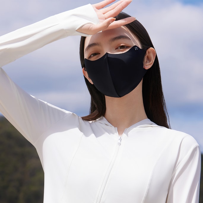HSPM シームレス 日焼け止め アイプロテクションマスク 女性用 軽量 3D ステレオ アイスシルクマスク UVカット 通気性 顔が小さく見える ブラック