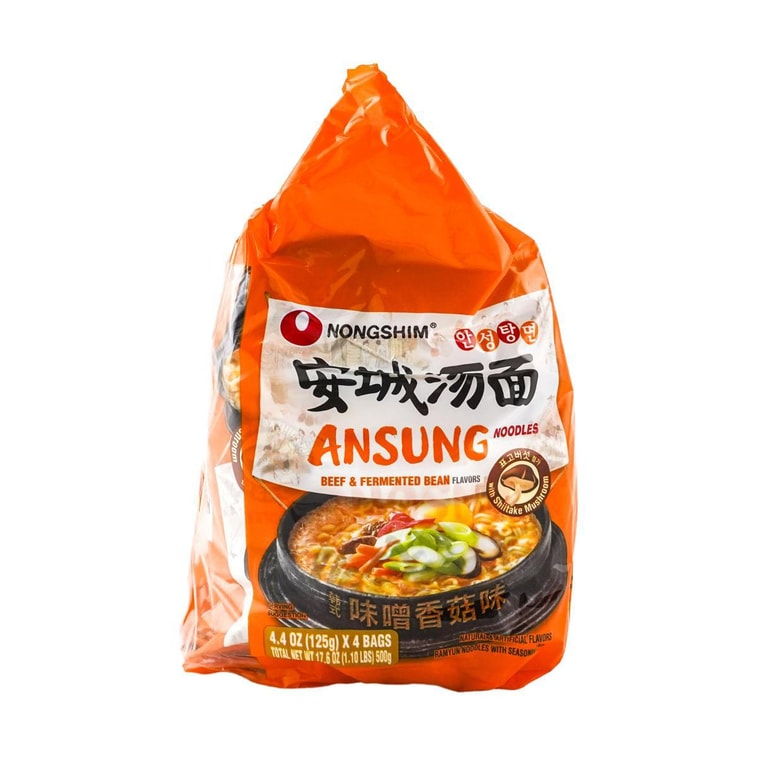 Ansung Tang Myun Beef & Fermented Bean Flavor Noodle Soup, 4 Pack ,17.6 oz 4