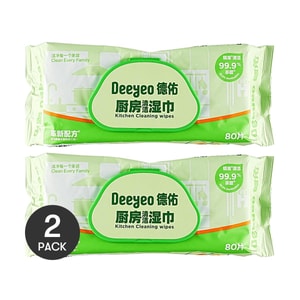 德佑 厨房清洁湿巾 牛油果果香清洁巾 80片/包 *2【2份超值装】