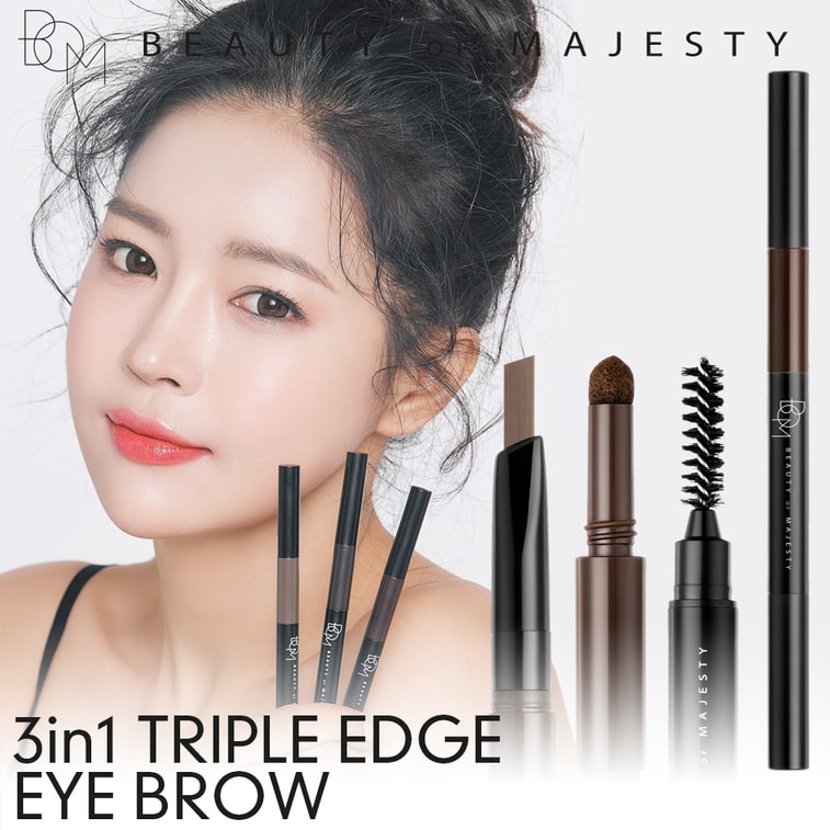 한국 BOM 원더풀 3-in-1 아이브로우 펜슬 #02 다크 브라운 방수 아이브로우 파우더 아이브로우 펜슬 아이브로우 브러쉬 천연 방수 0.2g 아이브로우 펜슬/0.4g 아이브로우 파우더 5