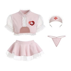 Sexy Underwear Sexy Short Skirt Pure Nurse Suit Pink One Size