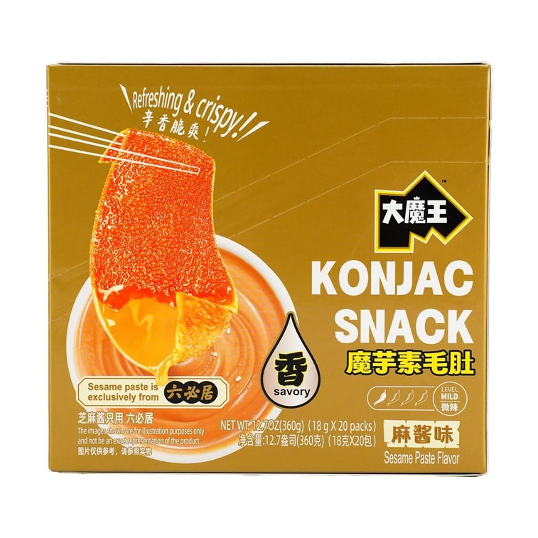 鹽津鋪子 大魔王 魔芋素毛肚 六必居麻醬味 20包 360g【富含膳食纖維 飽腹解饞】【中英文包裝隨機發】 14