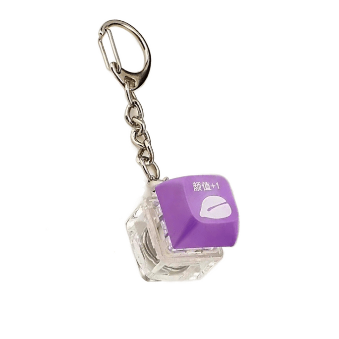 Keycap Keychain Glowing Backpack Pendant Wooden Fish Stress Relief Key Purple 1Pc