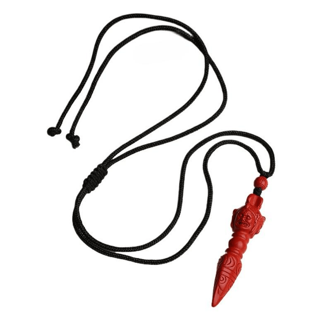 Potala Palace Cinnabar Pestle Pendant Necklace, Year Of The Horse, Zodiac Year, Tibetan Retro Necklace, Size 49 * 13mm