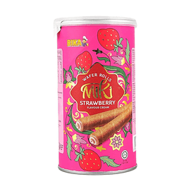 Miki Strawberry Cream Filled Wafer Rolls, 3.17 oz