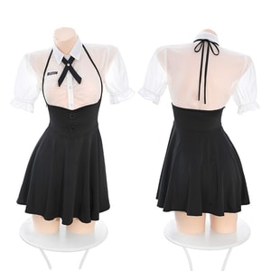 Sexy Lingerie Drawn Pleated Sexy Pure Desire College Style Set Black White Color One Size