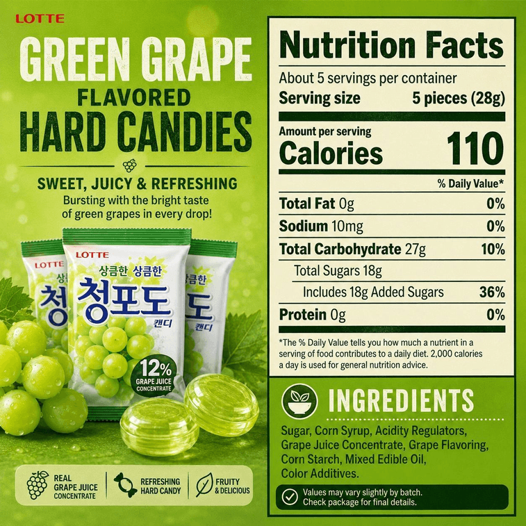 Green Grape Hard Candy + Yogurt Peach Gummy 153g+50g n Imported Fruit Flavored Candy Snack 4