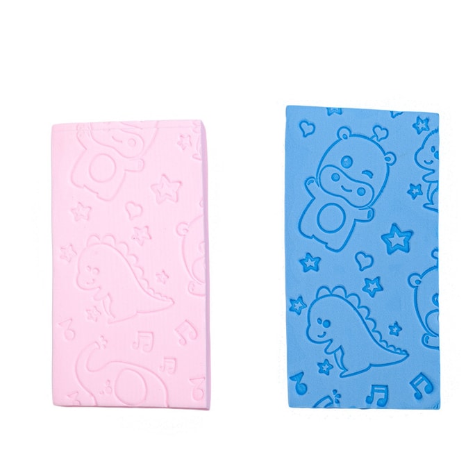 [중국 직배송] 도라에몽 캐릭터 프린트 아기 목욕 스펀지 브러시 (블루+핑크)