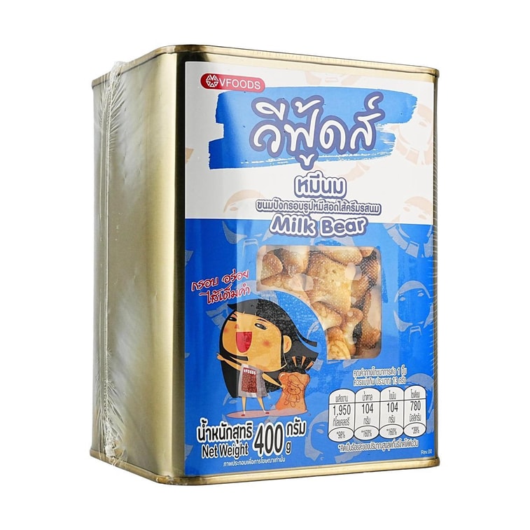 泰國VFOODS 牛奶味小熊餅乾 罐裝 400g【泰國超人氣零食伴手禮】 3