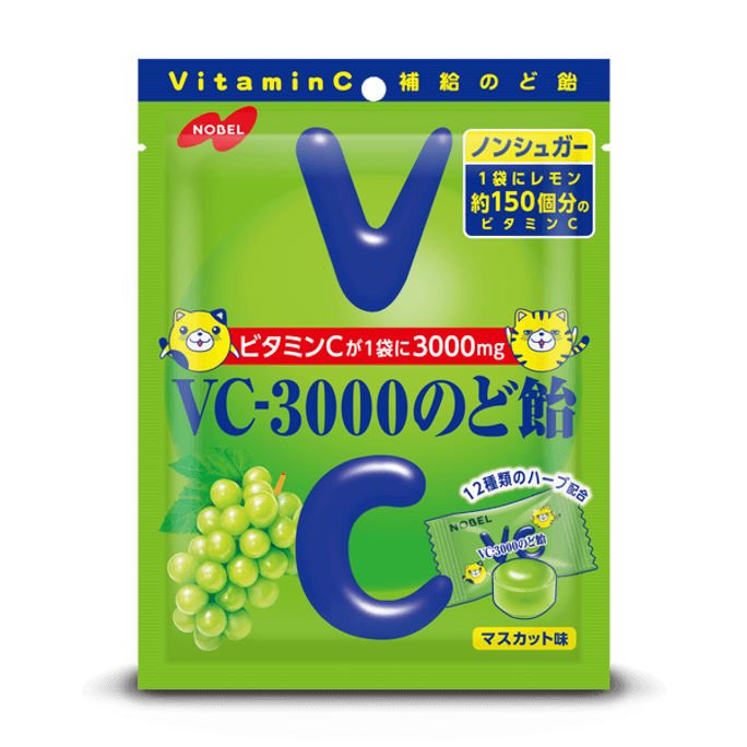 [일본 직배송] NOBEL VC-3000 목캔디 90g 그린맛