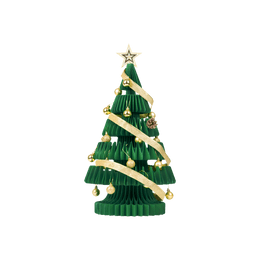 十八纸 圣诞树装饰摆件 折叠方便收纳 蜂窝力学设计 新年圣诞创意客厅落地摆件 带灯串 绿色 100cm