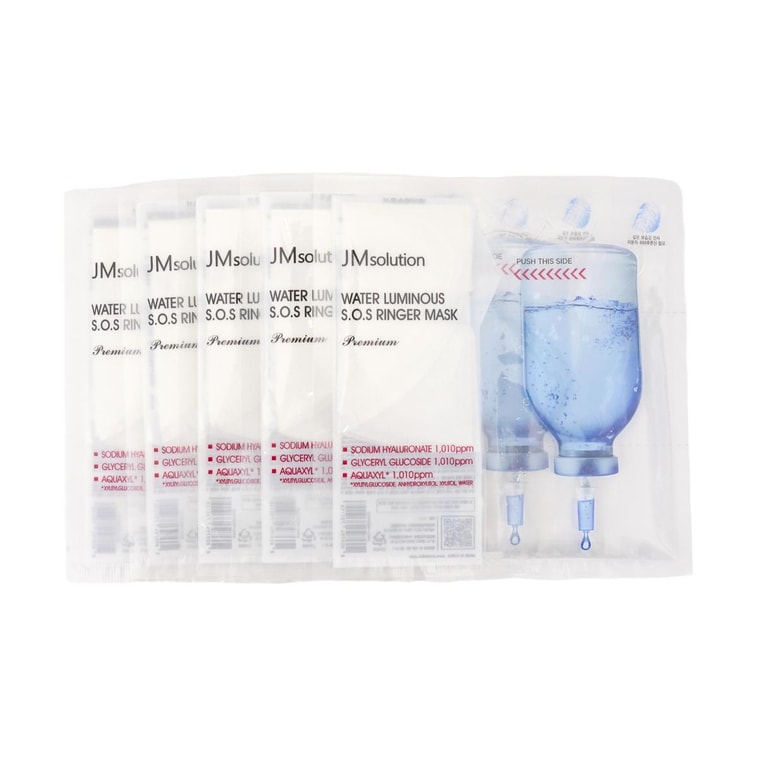韩国JM SOLUTION肌司研 水莹沁润鲜注面膜  致臻版 双仓面膜 5片 多维补水保湿 修护维稳 沁润舒缓 敏感肌【经典升级 膜液分离】 5