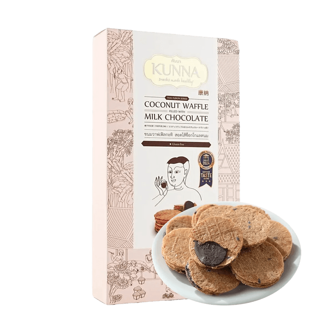 泰国KUNNA康纳  椰子华夫饼 牛奶巧克力味 90g【无麸质】【国际美味奖章认证】