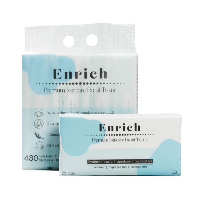   Enrich 奢華保濕乳霜柔紙巾 480抽 三層加厚 滋潤柔護 不掉屑 不傷膚 適合敏感肌膚
