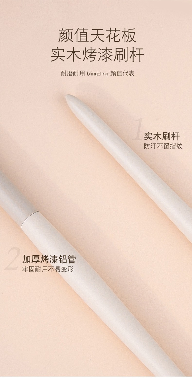 美国 NOVAGLOW 【官方旗舰店】云瓷系列 纤维毛斜角修容刷 纯羊毛半扇型鼻影刷 轮廓刷套装 2支