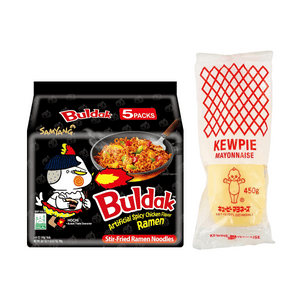 Earth Arcade Mayo Buldak Recipe Combo Kewpie Mayonnaise & Samyang Hot Chicken Stir-Fried Ramen 【Tendance Coréenne 】