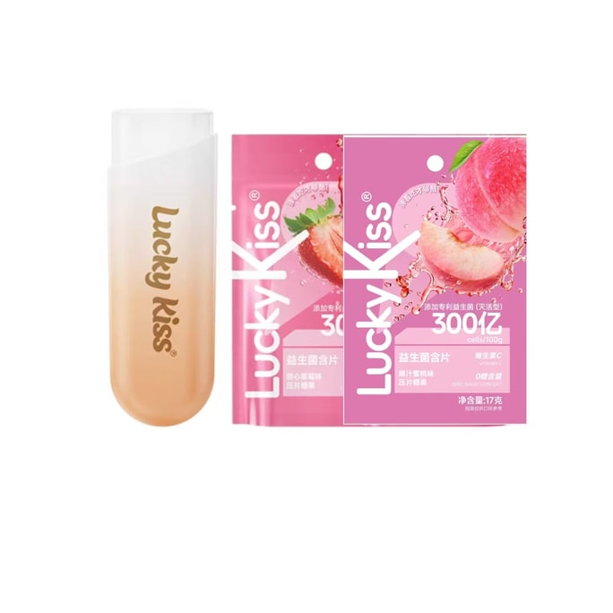 Probiotic Lozenges for Fresh Breath, Sugar-Free Chewing Gum (Strawberry Set + Peach) - 1 Set【Fun-to-Eat Chewing Gum】