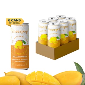 Cheerpop The Fruit Juice Soda - Yellow Mango, 11 fl oz 6 Pack