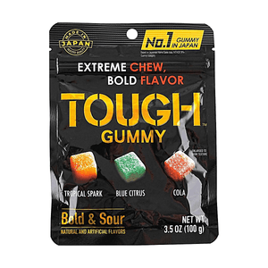Tough Gummy Candy, Tropical Spark & Blue Citrus & Cola, 3.5 oz【Bold & Sour Triple Mix】